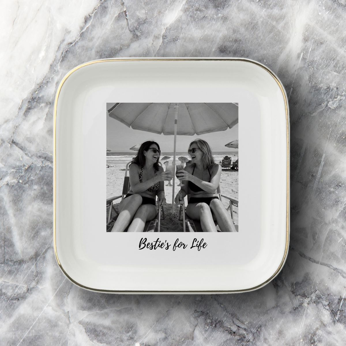 Ceramic Jewelry Dish – Gold Rim Trinket Tray for Best Friends