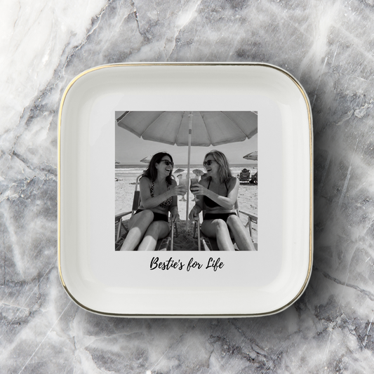 Ceramic Jewelry Dish – Gold Rim Trinket Tray for Best Friends