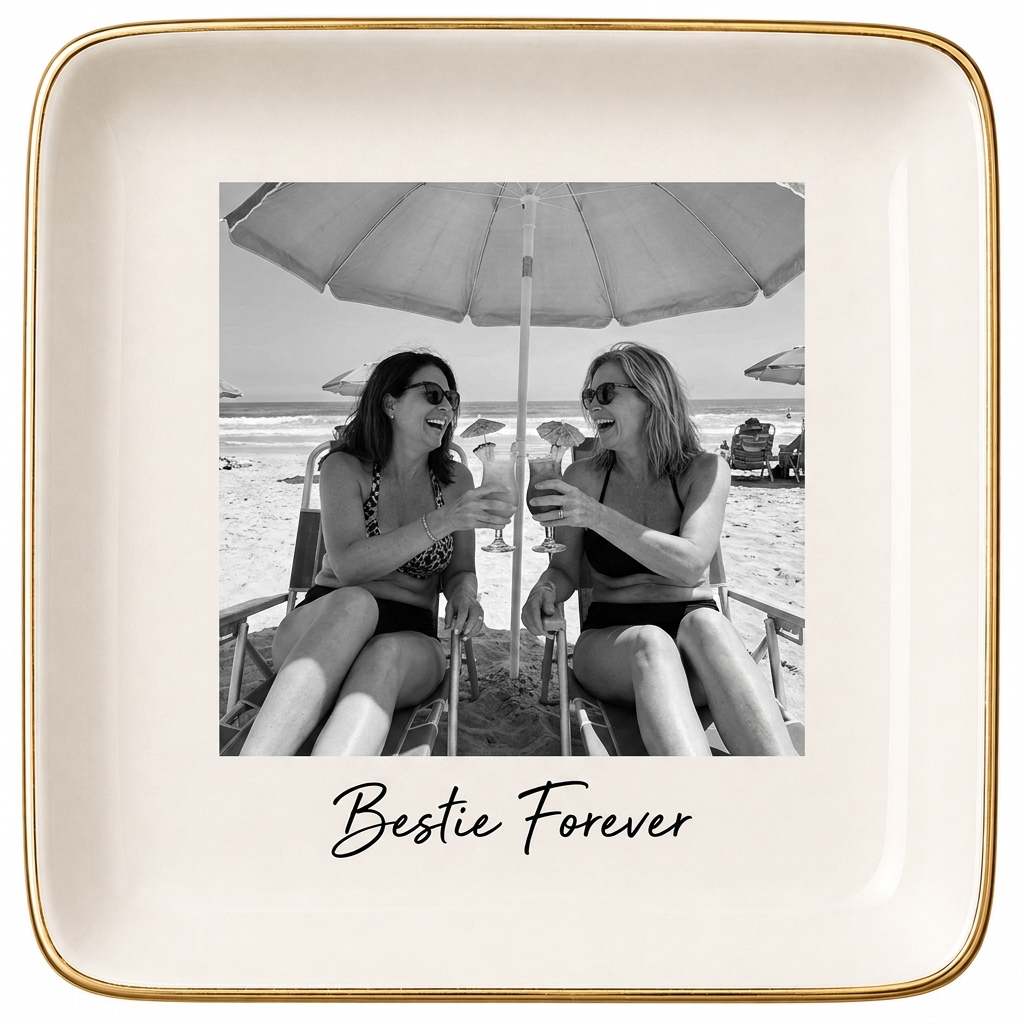 Ceramic Jewelry Dish – Gold Rim Trinket Tray for Best Friends
